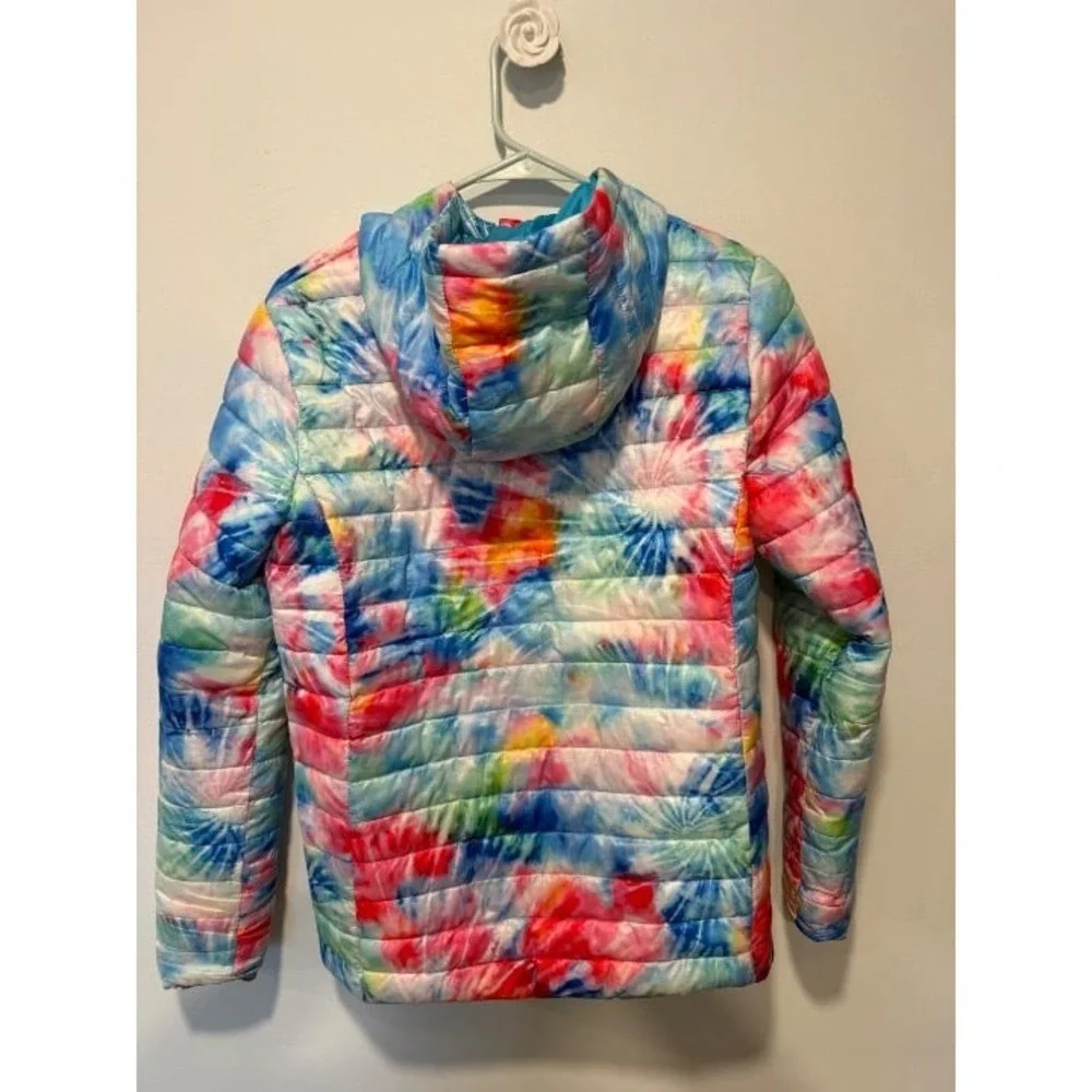 Lands End Kids Down Packable Hooded Jacket Girls XL VGUC Tie Dye